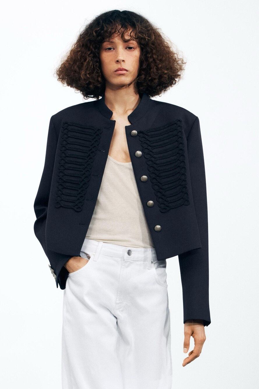 NEW Zara ZW Collection Limited Edition 100% Wool Toggle Jacket Navy XS